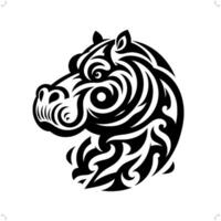 hippopotame dans moderne tribal tatouage, abstrait ligne art de animaux, minimaliste contour. vecteur