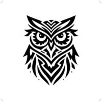 hibou dans moderne tribal tatouage, abstrait ligne art de animaux, minimaliste contour. vecteur