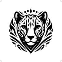 guépard dans moderne tribal tatouage, abstrait ligne art de animaux, minimaliste contour. vecteur