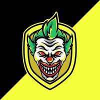 logo d'illustration de mascotte de clown esport vecteur