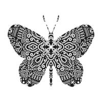 papillon graphique mandala abstrait isolé en blanc background.boho indien shape.ethnic style oriental. vecteur