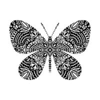 papillon graphique mandala abstrait isolé en blanc background.boho indien shape.ethnic style oriental. vecteur