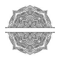 moitié graphique pour inscription résumé mandala rond isolé sur fond blanc... forme indienne boho. style oriental ethnique. vecteur