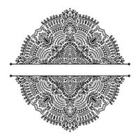 moitié graphique pour inscription résumé mandala rond isolé sur fond blanc... forme indienne boho. style oriental ethnique. vecteur