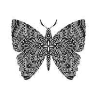 papillon graphique mandala abstrait isolé en blanc background.boho indien shape.ethnic style oriental. vecteur