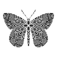 papillon graphique mandala abstrait isolé en blanc background.boho indien shape.ethnic style oriental. vecteur