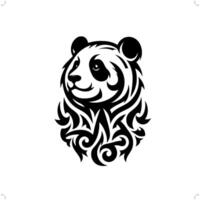 Panda dans moderne tribal tatouage, abstrait ligne art de animaux, minimaliste contour. vecteur