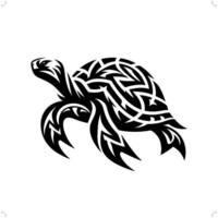 mer tortue dans moderne tribal tatouage, abstrait ligne art de animaux, minimaliste contour. vecteur