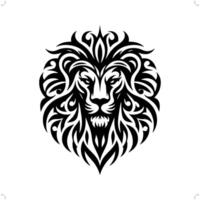 lion, Leo dans moderne tribal tatouage, abstrait ligne art de animaux, minimaliste contour. vecteur