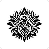 Turquie, poulet dans moderne tribal tatouage, abstrait ligne art de animaux, minimaliste contour. vecteur