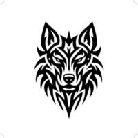 Loup dans moderne tribal tatouage, abstrait ligne art de animaux, minimaliste contour. vecteur