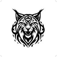 Lynx, lynx dans moderne tribal tatouage, abstrait ligne art de animaux, minimaliste contour. vecteur