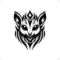 sucre planeur dans moderne tribal tatouage, abstrait ligne art de animaux, minimaliste contour. vecteur