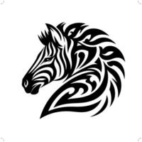 zèbre dans moderne tribal tatouage, abstrait ligne art de animaux, minimaliste contour. vecteur