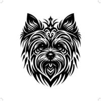 Yorkshire terrier chien dans moderne tribal tatouage, abstrait ligne art de animaux, minimaliste contour. vecteur