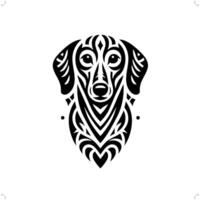 teckel chien dans moderne tribal tatouage, abstrait ligne art de animaux, minimaliste contour. vecteur