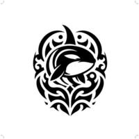 orque , baleine dans moderne tribal tatouage, abstrait ligne art de animaux, minimaliste contour. vecteur