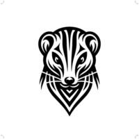 belette dans moderne tribal tatouage, abstrait ligne art de animaux, minimaliste contour. vecteur