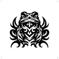 crapaud, grenouille dans moderne tribal tatouage, abstrait ligne art de animaux, minimaliste contour. vecteur