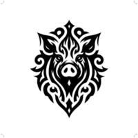 porc dans moderne tribal tatouage, abstrait ligne art de animaux, minimaliste contour. vecteur