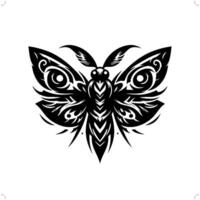 papillon de nuit dans moderne tribal tatouage, abstrait ligne art de animaux, minimaliste contour. vecteur