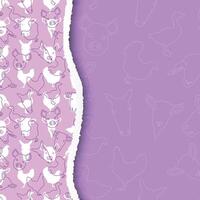 ferme thème violet Contexte conception pour les enfants avec national ferme animaux vecteur