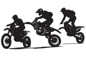 ensemble de silhouette motard cavalier ascenseurs le de face roue gratuit conception vecteur