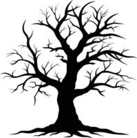 une noir et blanc silhouette de une mort arbre vecteur