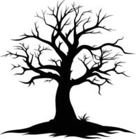 une noir et blanc silhouette de une mort arbre vecteur