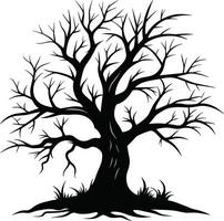 une noir et blanc silhouette de une mort arbre vecteur