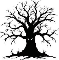 une hanté silhouette de une effrayant arbre vecteur