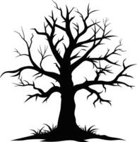 une noir et blanc silhouette de une mort arbre vecteur