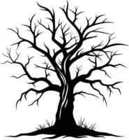 une noir et blanc silhouette de une mort arbre vecteur