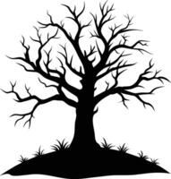 une noir et blanc silhouette de une mort arbre vecteur