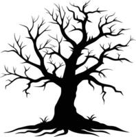 une noir et blanc silhouette de une mort arbre vecteur