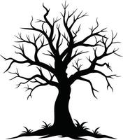 une noir et blanc silhouette de une mort arbre vecteur