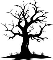 une noir et blanc silhouette de une mort arbre vecteur