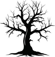 une noir et blanc silhouette de une mort arbre vecteur