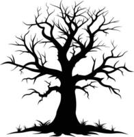 une noir et blanc silhouette de une mort arbre vecteur