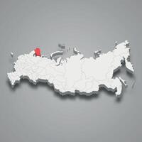 Mourmansk Région emplacement dans Russie 3d carte vecteur