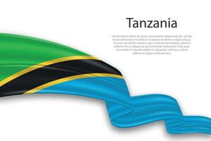 abstrait ondulé drapeau de Tanzanie sur blanc Contexte vecteur
