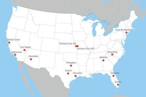 carte de uni États avec football tournoi 2024 hôte villes vecteur