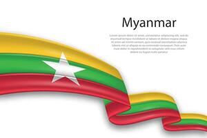 abstrait ondulé drapeau de myanmar sur blanc Contexte vecteur