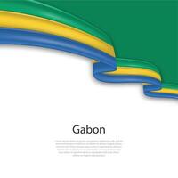 agitant ruban avec drapeau de Gabon vecteur