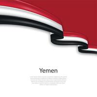 agitant ruban avec drapeau de Yémen vecteur