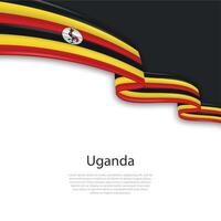 agitant ruban avec drapeau de Ouganda vecteur