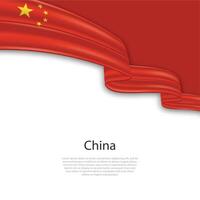 agitant ruban avec drapeau de Chine vecteur