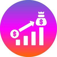 argent croissance glyphe pente cercle icône conception vecteur