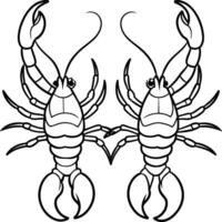 homards ligne art. homards poisson coloration pages pour coloration livre vecteur