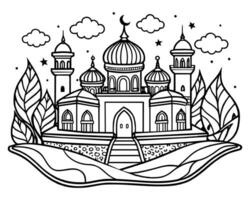 mosquée avec main tiré esquisse illustration vecteur